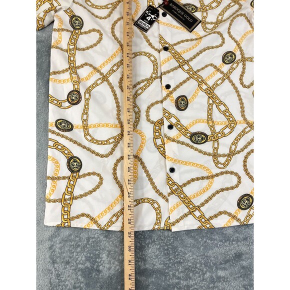 DRILL CLOTHING Baroque Gold Shirt Men's Small White Gold Chain Button-Up Stretch - Picture 9 of 11